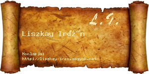 Liszkay Irén névjegykártya